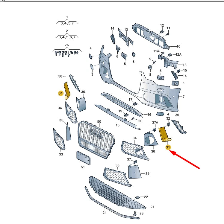 NEW AUDI RS6 C7 FRONT BUMPER LEFT GRILLE COVER 4G0807795AP6 ORIGINAL