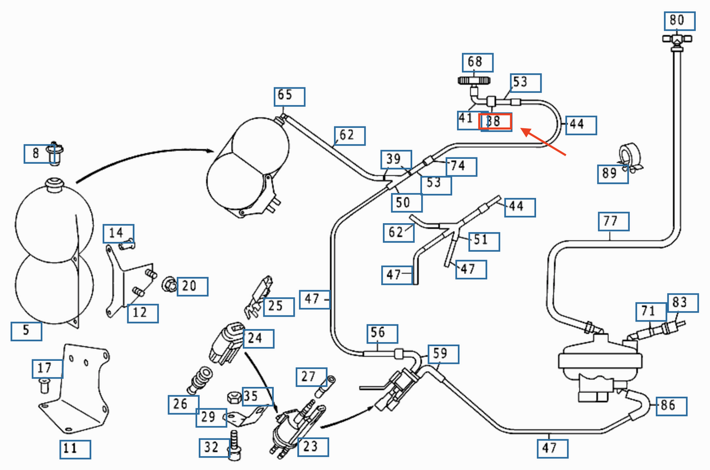 NEW MERCEDES-BENZ SPRINTER W903 VACUUM POWER CHECK VALVE A1238000078 ORIGINAL