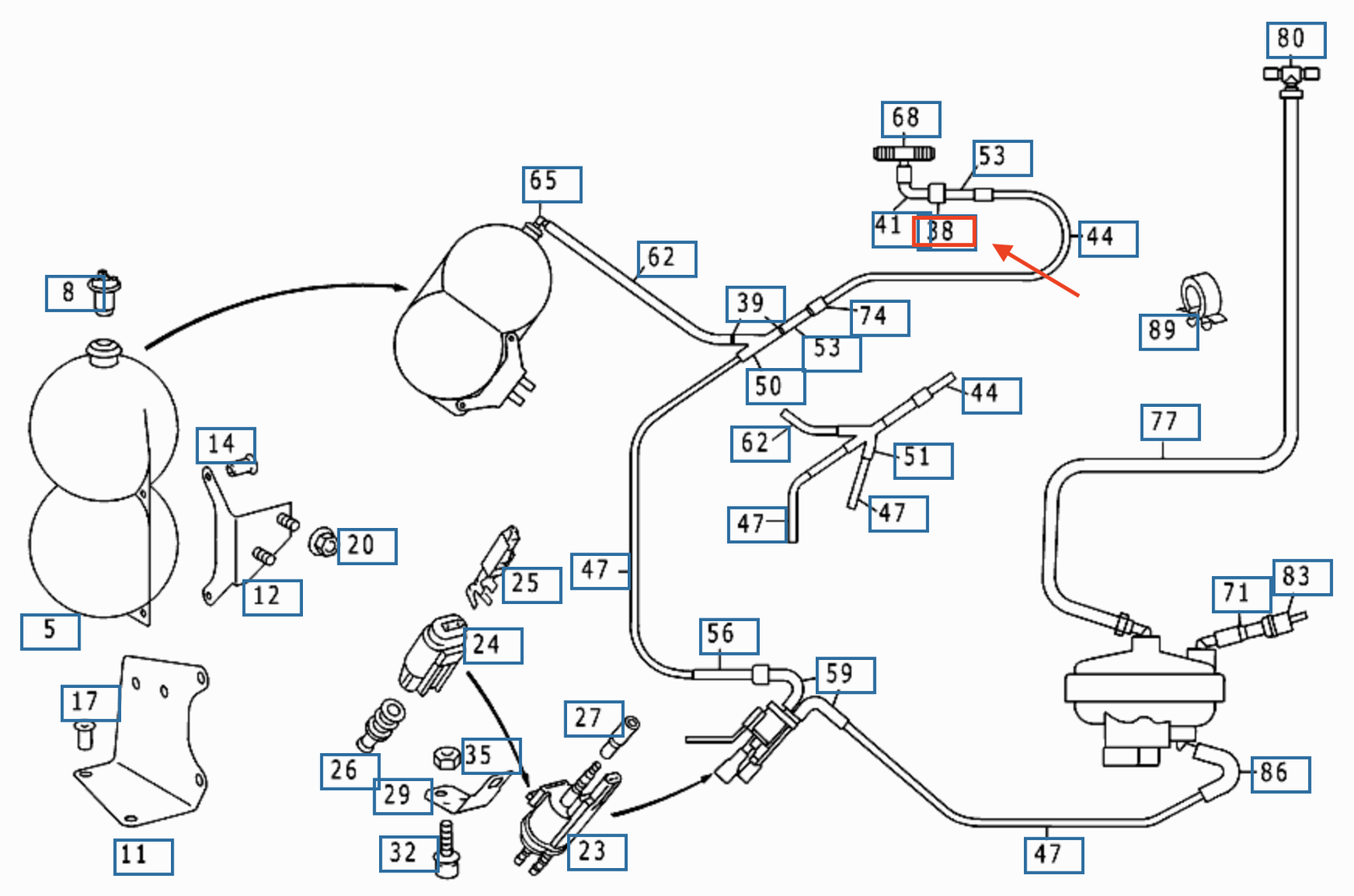 NEW MERCEDES-BENZ SPRINTER W903 VACUUM POWER CHECK VALVE A1238000078 ORIGINAL