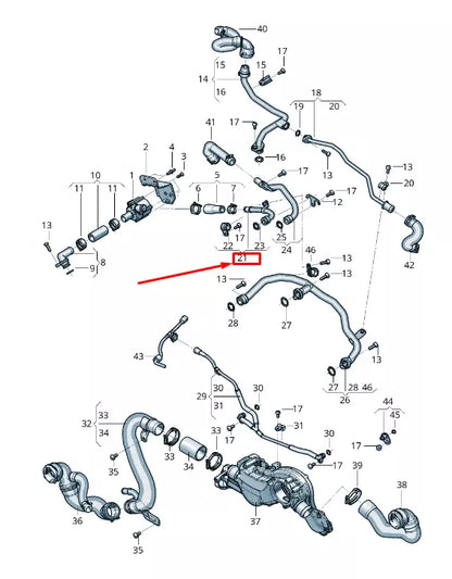 NEW AUDI A8 4N ENGINE COOLANT PIPE 0P2121164B