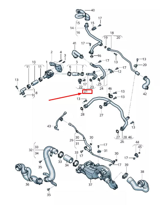 NEW AUDI A8 4N ENGINE COOLANT PIPE 0P2121164B