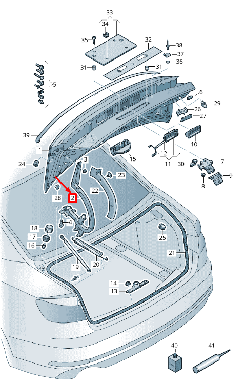 new audi a5 sportback f5 rear left deck lid hinge 8w6827301 original