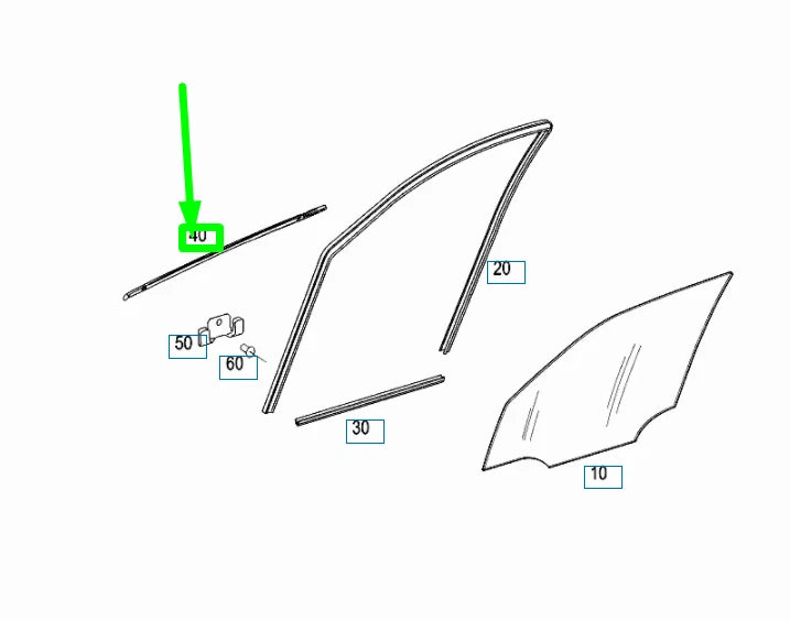 NEW MB B W245 FRONT LEFT DOOR OUTSIDE SEALING RAIL A1697200124