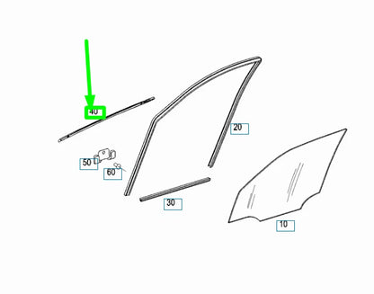 NEW MB B W245 FRONT LEFT DOOR OUTSIDE SEALING RAIL A1697200124