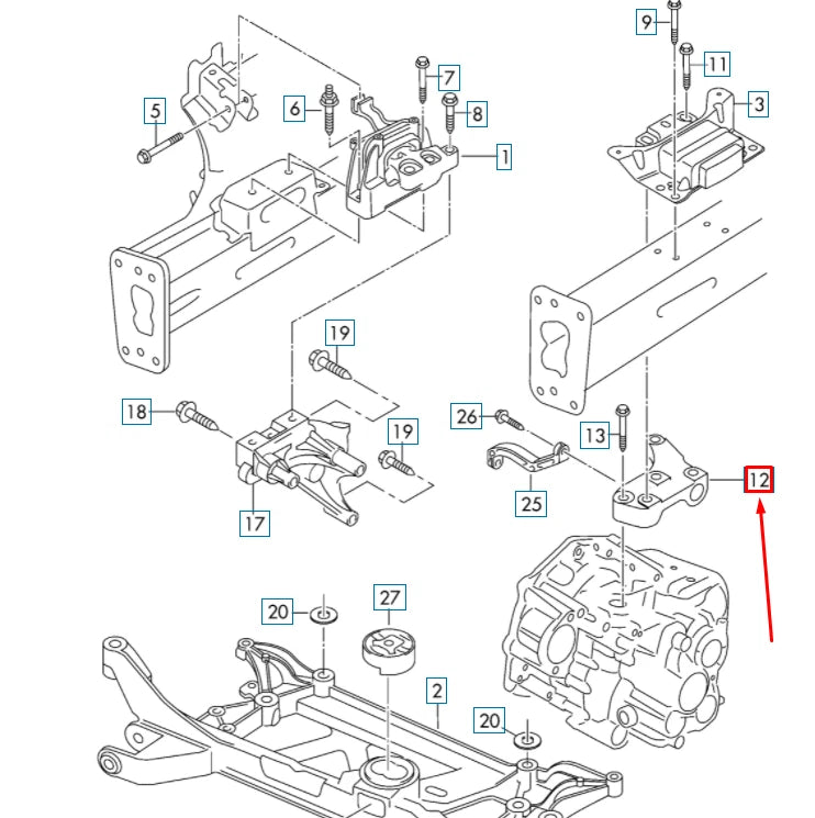 NEW AUDI Q2 LEFT GEARBOX MOUNT BRACKET 1K0199117CK ORIGINAL