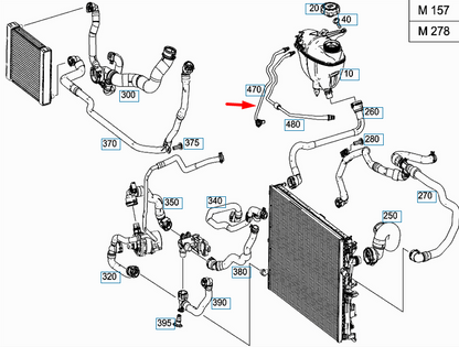NEW MERCEDES-BENZ S-CLASS W222 COOLANT TANK LINE A2225012825 ORIGINAL