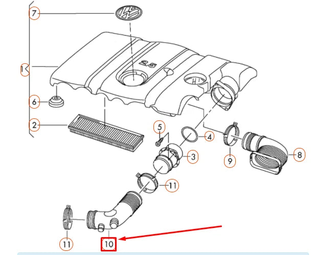NEW VOLKSWAGEN BEETLE A5 AIR INTAKE CONNECTING PIPE 07K129684C ORIGINAL