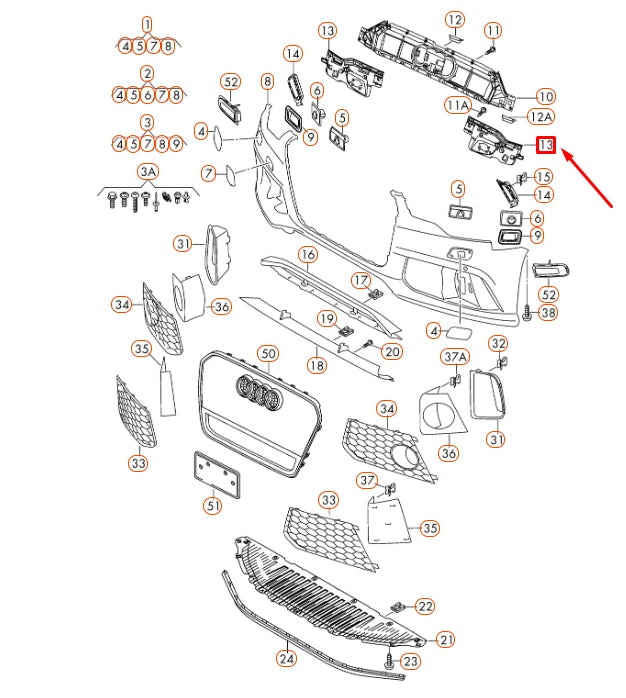 NEW AUDI RS7 SPORTBACK A48 FRONT BUMPER LEFT CLOSING ELEMENT 4G8807095E ORIGINAL