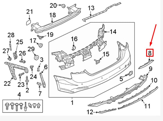 NEW AUDI A5 8W6 REAR RIGHT BUMPER REFLECTOR 8W6945106B ORIGINAL