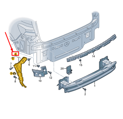new audi q4 e-tron rear right bumper guide section 89e807378 original