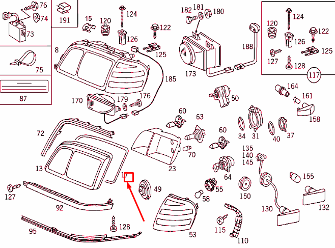 NEW MERCEDES-BENZ C W202 FRONT LEFT HEADLAMP LENS SEAL A2028261380 ORIGINAL