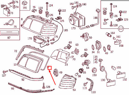 NEW MERCEDES-BENZ C W202 FRONT LEFT HEADLAMP LENS SEAL A2028261380 ORIGINAL