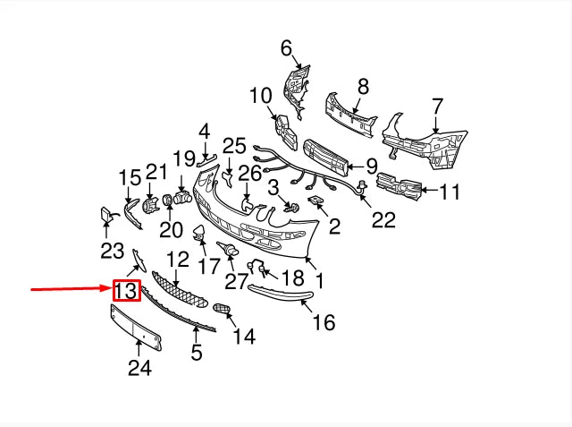 NEW MB E-CLASS W211 FRONT BUMPER LOWER COVER GRILL RIGHT A2118850253 ORIGINAL