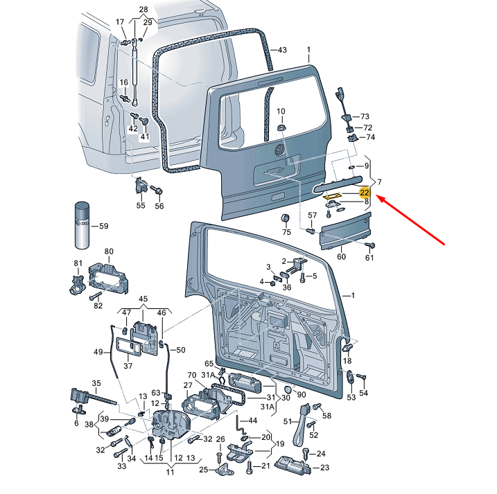 new vw transporter t5 rear license plate light seal 7h0827359a original