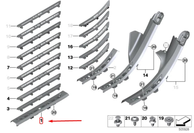 NEW BMW X5 G05 FRONT LEFT ENTRANCE COVER STRIP 51477479935 7479935 ORIGINAL