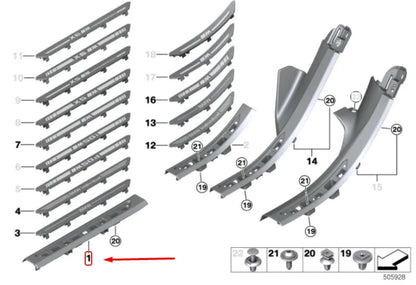 NEW BMW X5 G05 FRONT LEFT ENTRANCE COVER STRIP 51477479935 7479935 ORIGINAL