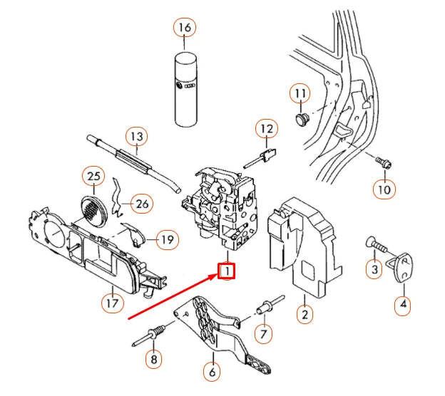 NEW VOLKSWAGEN TOUAREG 7L FRONT RIGHT DOOR LOCK LHD 3D1837016AG ORIGINAL