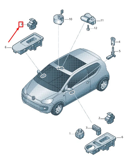 NEW VW UP 12 FRONT LEFT DOOR WINDOW SWITCH 1SB959857IGI ORIGINAL