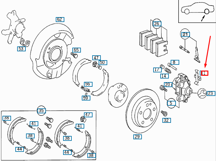 NEW MERCEDES-BENZ E W210 REAR WHEEL BRAKE CALIPER SPRING A0004216391 ORIGINAL