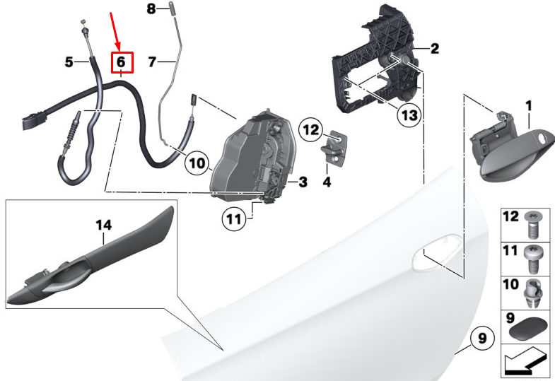 new bmw z4 roadster e89 front inner door lock cable 51217192401 original