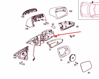 NEW MB C W204 FRONT RIGHT DOOR MIRROR FRAME WITH MOTOR A2048103876 ORIGINAL