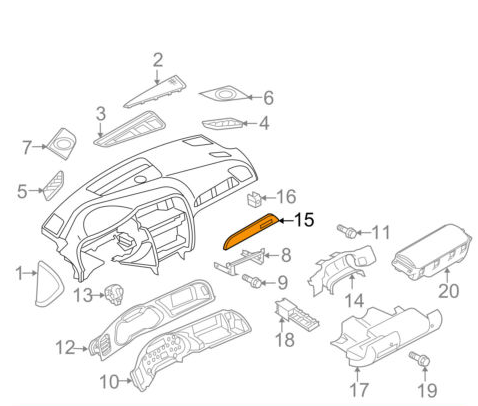 new audi a4 b8 instrument dashboard molding trim 	8k1853190af3j3 lhd original