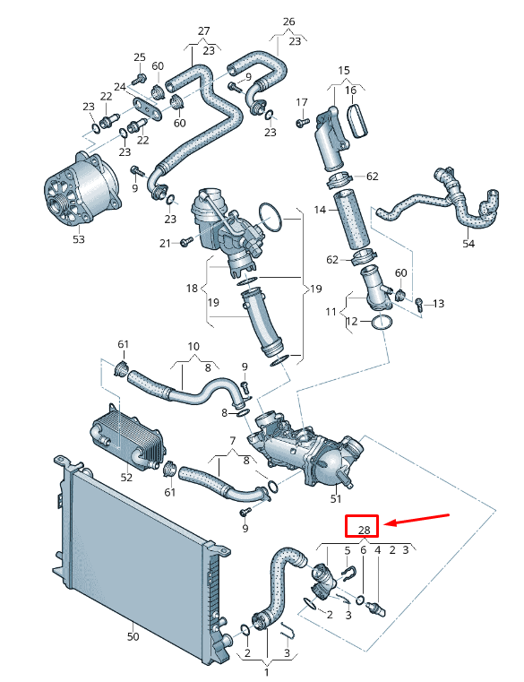 NEW AUDI A6 AVANT C7 REAR LEFT RADIATOR COOLANT HOSE ADAPTER 4G0122293BF
