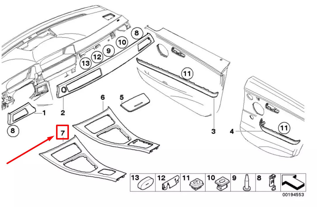 NEW BMW 3 E90 CENTER CONSOLE COVER 9170931 51169170931 ORIGINAL