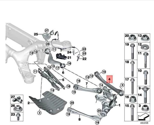 NEW BMW 5 G30 REAR LEFT WISHBONE CONTROL ARM 33326861125 ORIGINAL