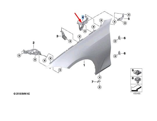 NEW BMW 3 G20 FRONT RIGHT FENDER WING HOLDER 41008494434 ORIGINAL