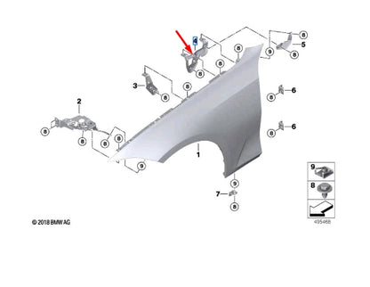 NEW BMW 3 G20 FRONT RIGHT FENDER WING HOLDER 41008494434 ORIGINAL