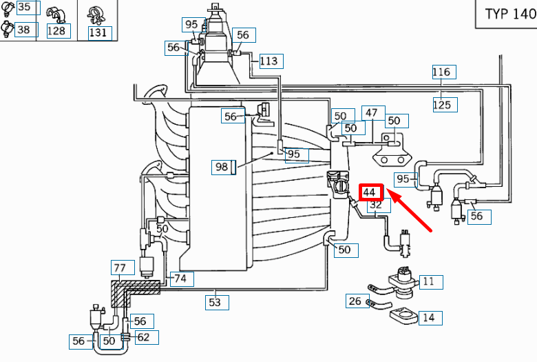 NEW MERCEDES-BENZ SL R129 THROTTLE VALVE ACTUATOR HOSE A1170780881 ORIGINAL