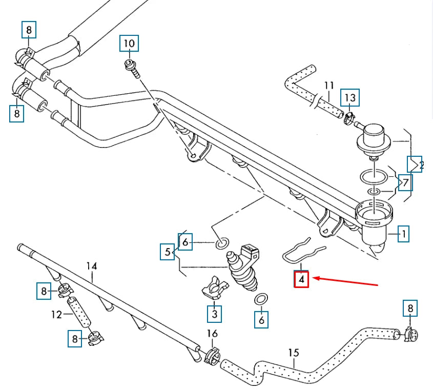 NEW VOLKSWAGEN JETTA A6 FUEL INJECTOR CLIP 037133047A ORIGINAL