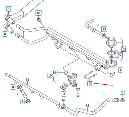 NEW VOLKSWAGEN JETTA A6 FUEL INJECTOR CLIP 037133047A ORIGINAL