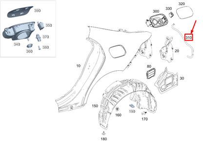 new mercedes-benz cla c118 tank recess water drain hose a1186390000 original