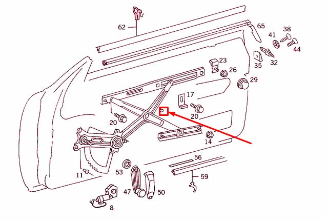 NEW MERCEDES-BENZ E W124 FRONT RIGHT DOOR WINDOW REGULATOR A1247203046 ORIGINAL
