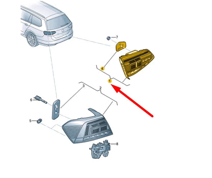 NEW VW PASSAT VARIANT B8 REAR RIGHT INNER LED TAILLIGHT RHD 3G9945094J ORIGINAL