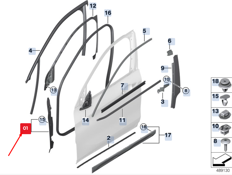 new bmw x2 f39 front right door a-pillar caulking 51767420826 7420826 original