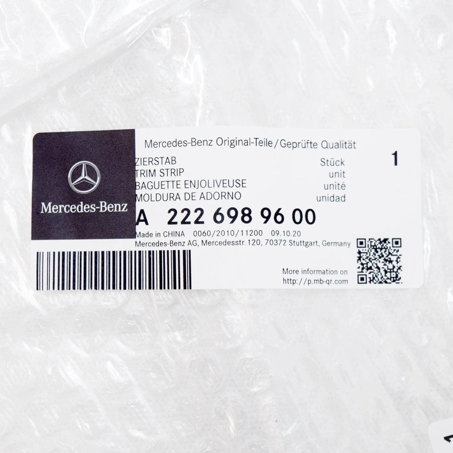 NEW MERCEDES-BENZ S W222 FRONT RIGHT DOOR WINDOW MOLDING A2226989600 2019NEW