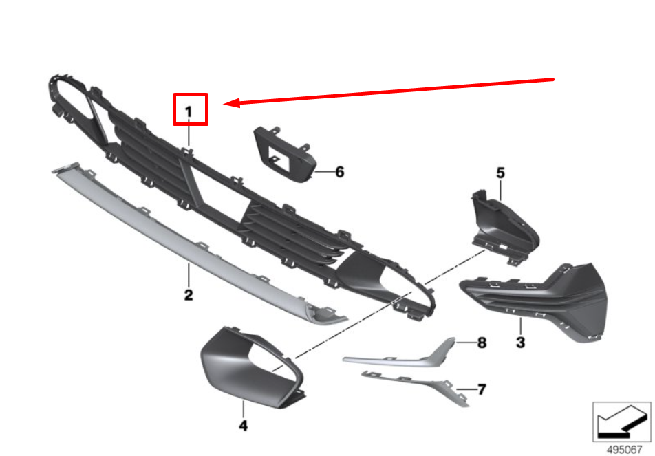 new bmw 3 g20 sport front bumper inlet center grill 7464198 51117464198 original