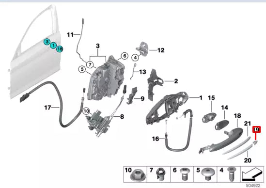 NEW BMW 5 G30 FRONT LEFT DOOR HANDLE COVERING CAP LHD 51217489343 ORIGINAL