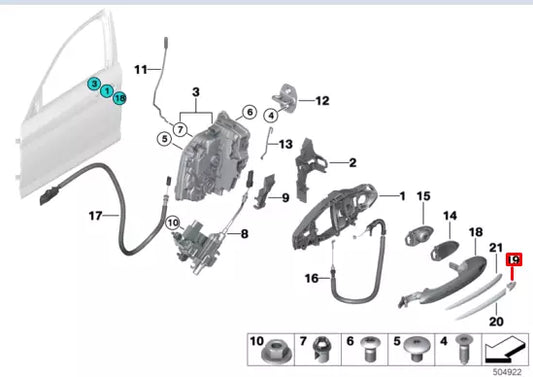 NEW BMW 5 G30 FRONT LEFT DOOR HANDLE COVERING CAP LHD 51217489343 ORIGINAL