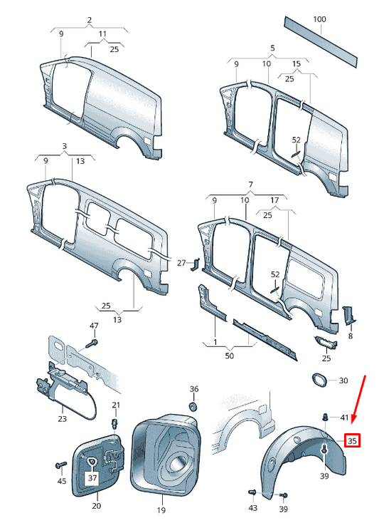 new vw caddy iv sa mk6 rear right inner fender liner 2k5810972a original