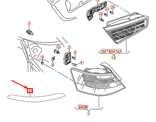NEW AUDI A3 8V REAR LIGHT REFLECTOR RIGHT 8V4945106 ORIGINAL