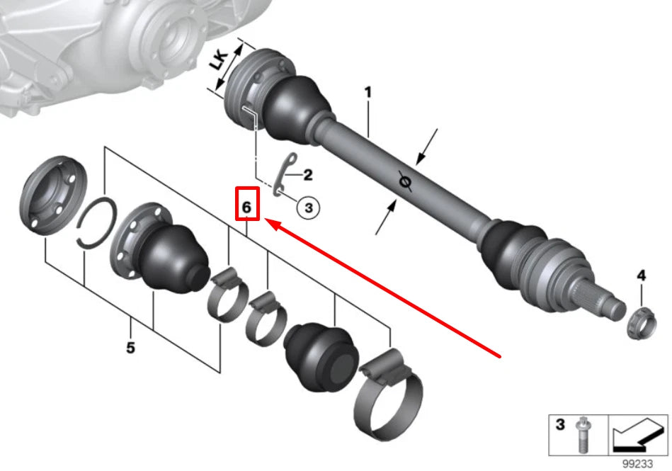 NEW BMW 6 CABRIO E64 EXTERIOR BELLOWS REPAIR KIT 33217572448 7572448 ORIGINAL