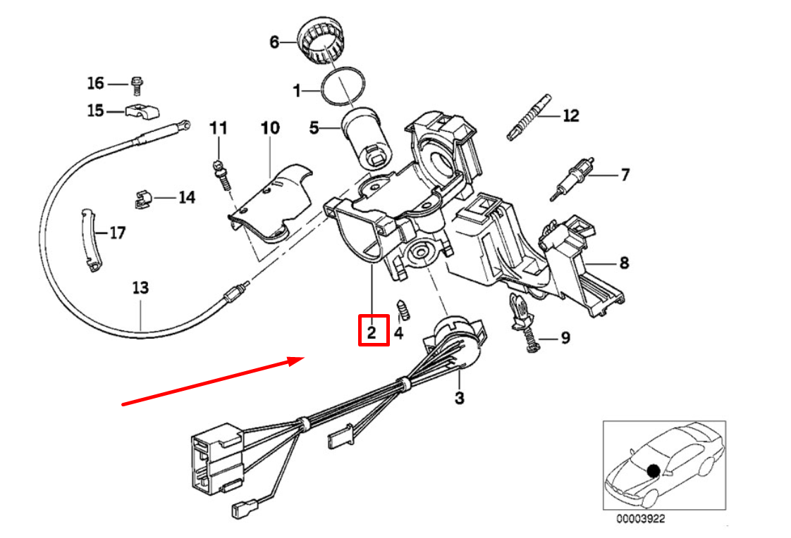 new bmw 3 compact e36 ignition lock housing 1093266 32321093266 original