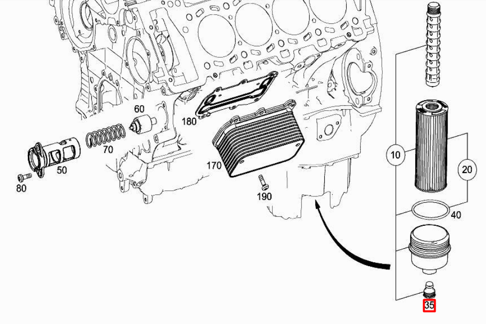 NEW MERCEDES-BENZ AMG GT C190 OIL FILTER COVER SCREW A0029907417 ORIGINAL