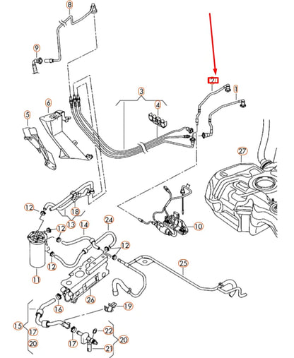 NEW VOLKSWAGEN JETTA A6 MK6 FUEL RETURN PIPE 5C0201294A ORIGINAL