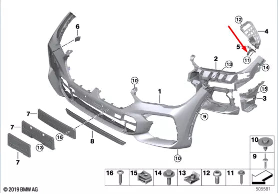NEW BMW X6 G06 FRONT RIGHT BUMPER COVER LOWER GUIDE 51117478846 ORIGINAL