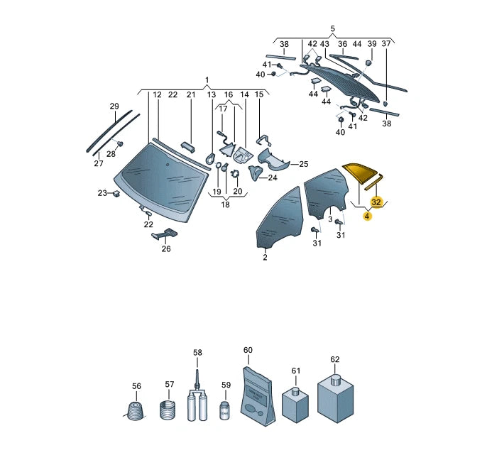 NEW AUDI A6 C8 REAR RIGHT TRIANGLE WINDOW SIDE 4K5845298ANVB ORIGINAL